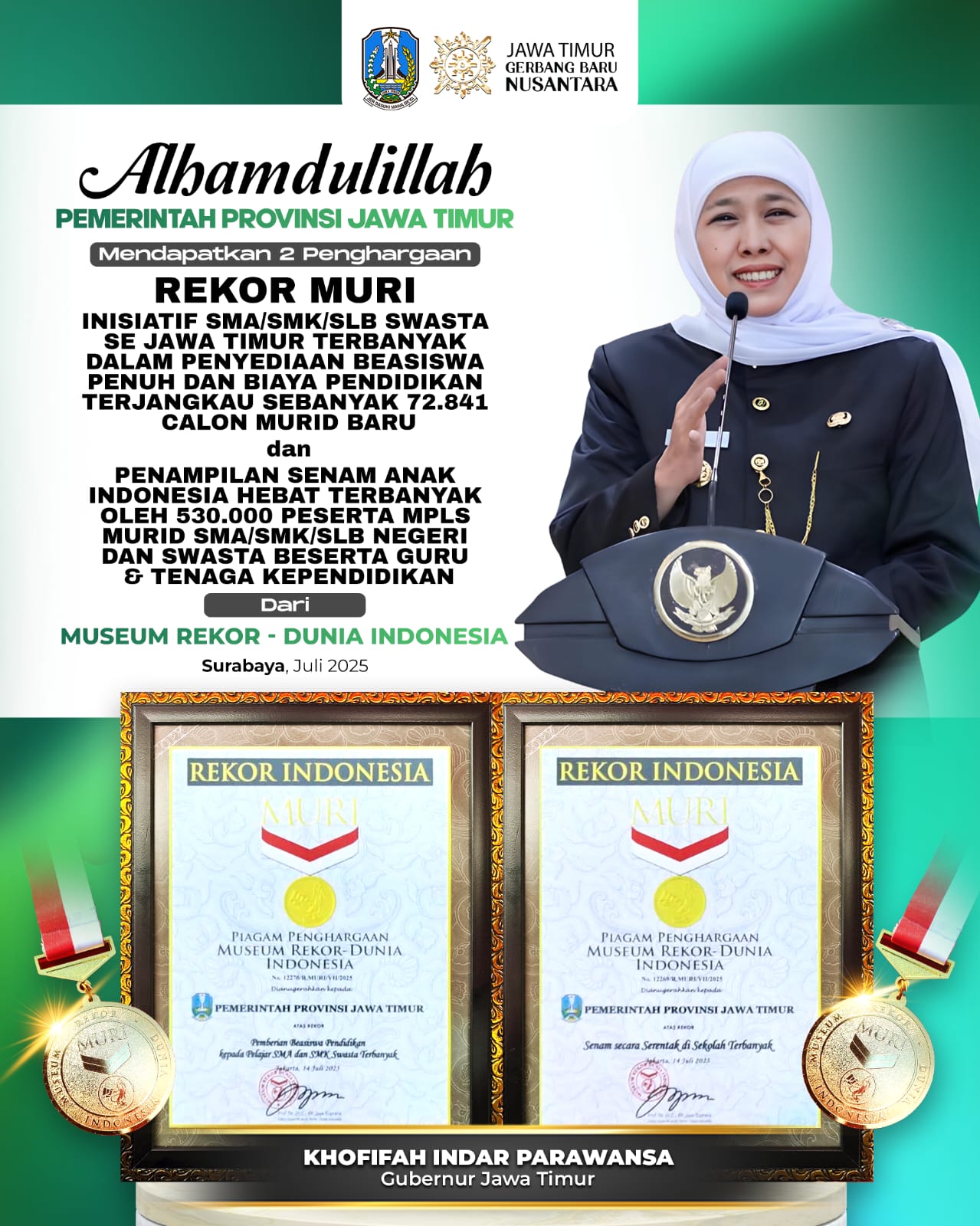 Gubernur Khofifah Komitmen Wujudkan MPLS Ramah, Kampanyekan Ramah Anak, Edujatif, Inklusif  dan Anti Bullying