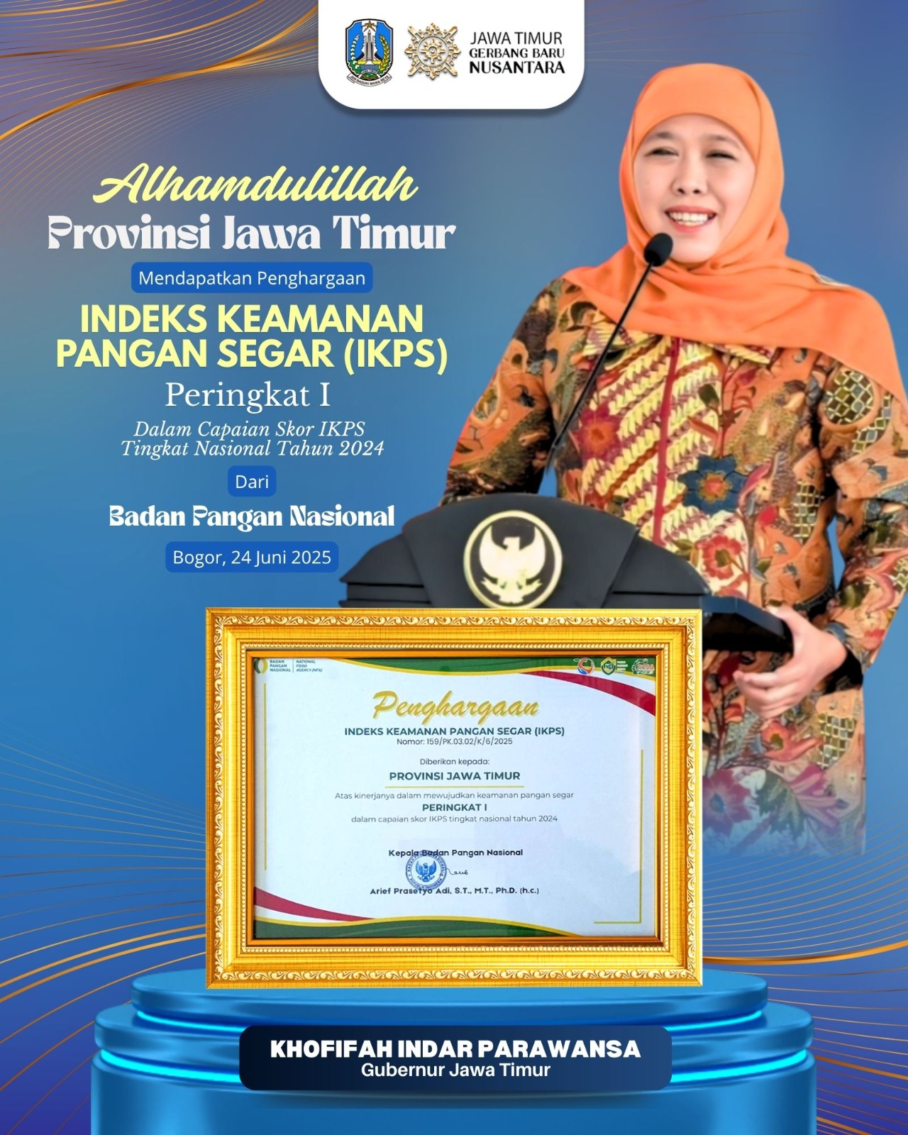 Raih Peringkat Pertama Nasional Indeks Keamanan Pangan Segar, Gubernur Khofifah: Komitmen Sediakan Pangan Berkualitas untuk Masyarakat Jatim
