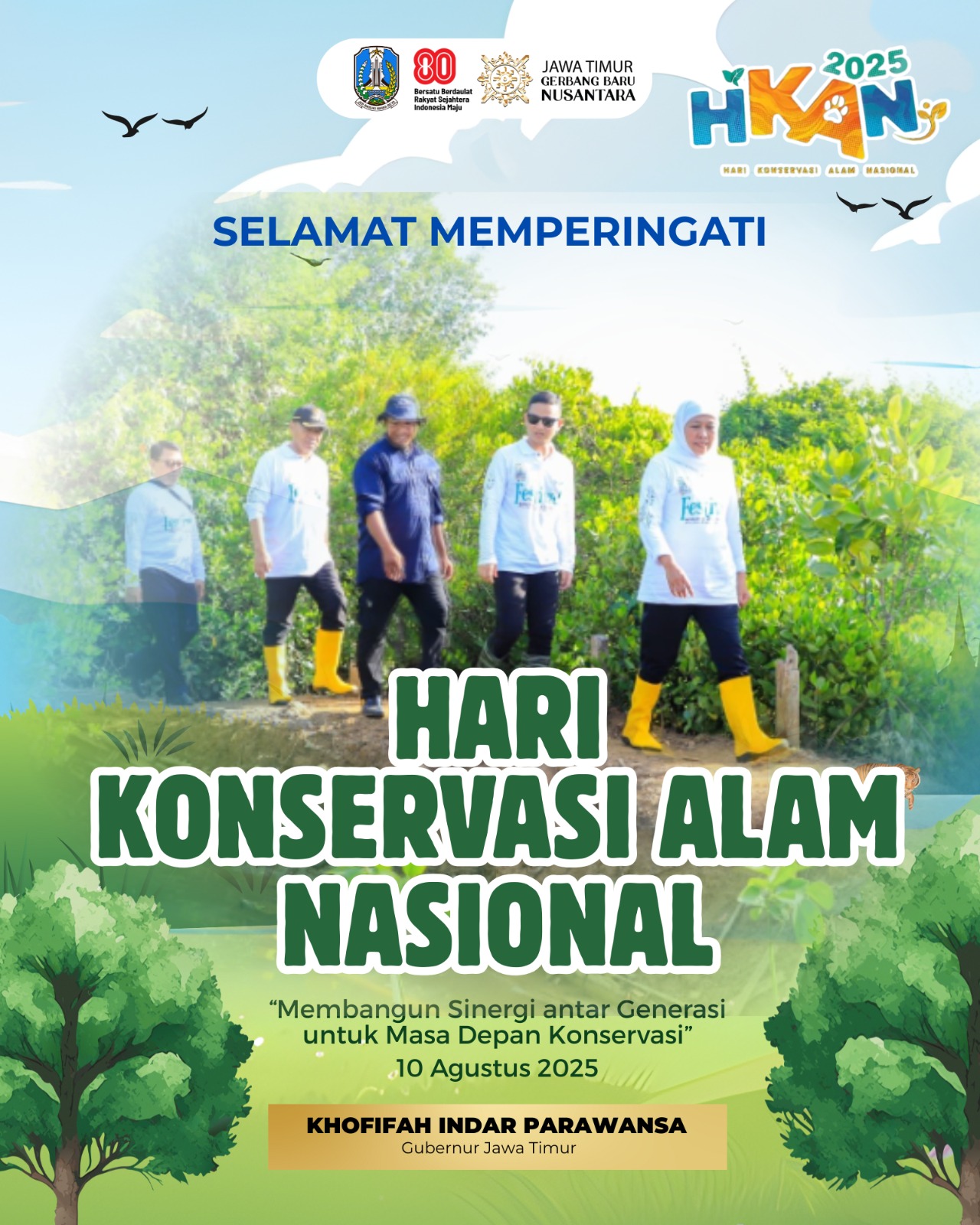 Peringati Hari Konservasi Alam Nasional 2025, Gubernur Khofifah: Kolaborasi Lintas Generasi, Kunci Konservasi Alam Jawa Timur
