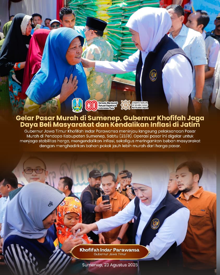 Gubernur Khofifah Gelar Pasar Murah di Sumenep, Kendalikan Inflasi dan Tingkatkan Daya Beli Masyarakat
