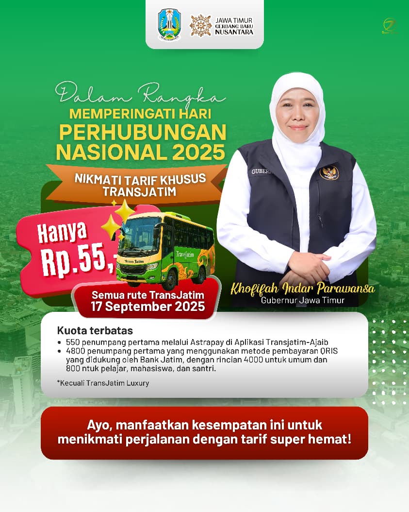 Gubernur Khofifah: Rute Baru Juanda dan Promo Transjatim Hadiah untuk Masyarakat Jatim di Harhubnas 2025