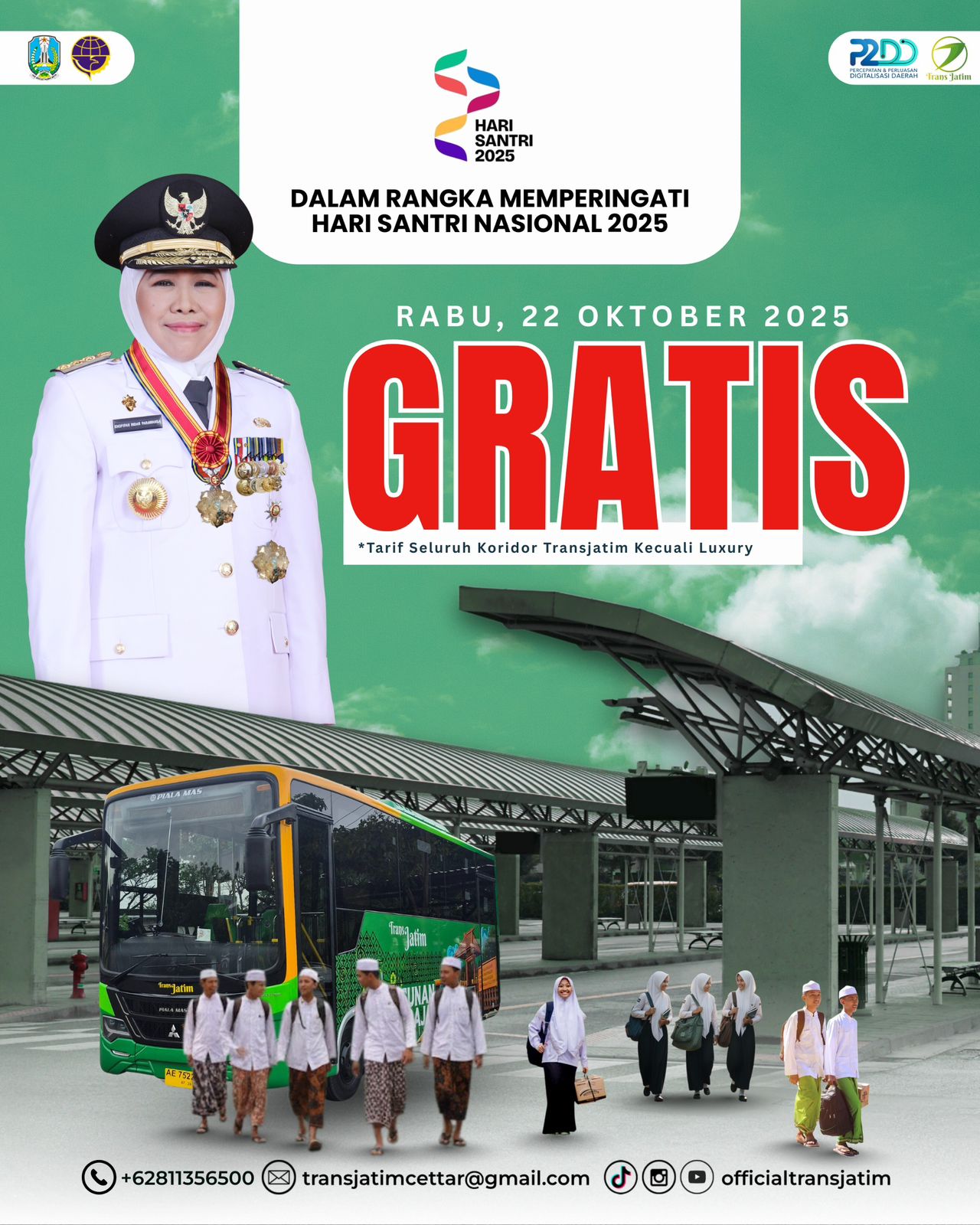 Gubernur Khofifah Gratiskan Layanan Trans Jatim sebagai Apresiasi untuk Rakyat dan Lingkungan Sehat