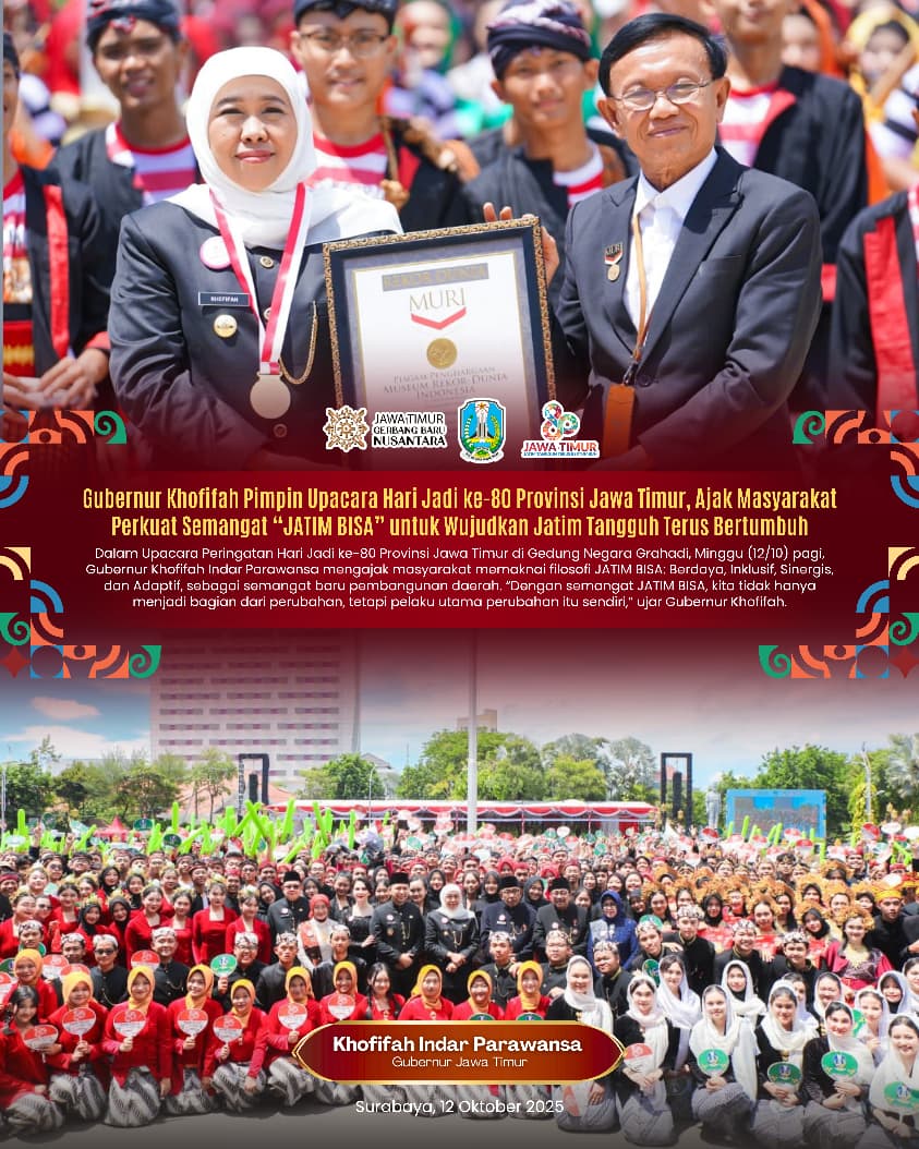 Paduan Suara dan Orkestra Pelajar Jatim Pecahkan Rekor MURI, Gubernur Khofifah Sebut Ini Simbol Jatim Tangguh Terus Bertumbuh