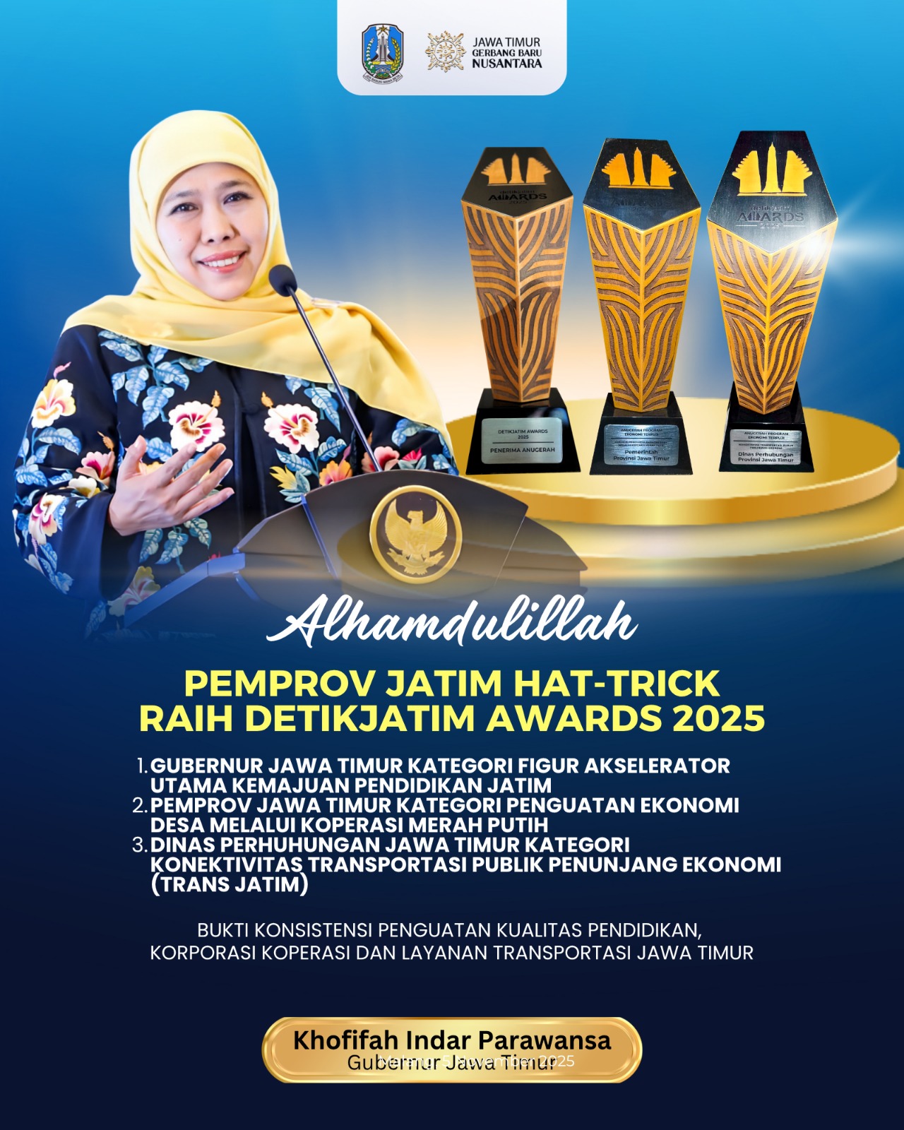 Gubernur Khofifah Dianggap Jadi Figur Penguat Implementasi Program Strategis Nasional Termasuk Kopdes Merah Putih di Jatim