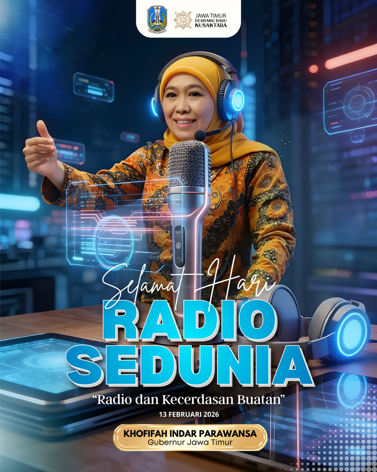 Gubernur Khofifah Dorong Radio Adaptif terhadap AI Tanpa Tinggalkan Nilai Kemanusiaan