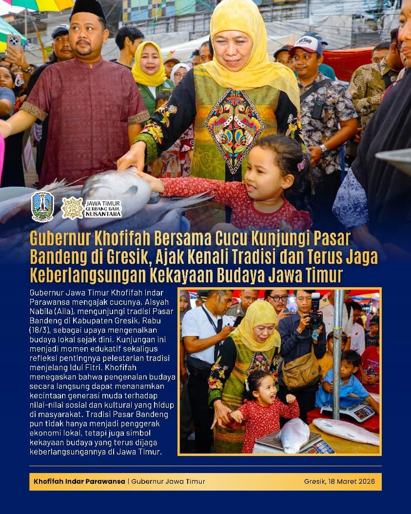 Gubernur Khofifah Bersama Cucu Nikmati Tradisi Pasar Bandeng, Soroti Nilai Budaya dan Ekonomi