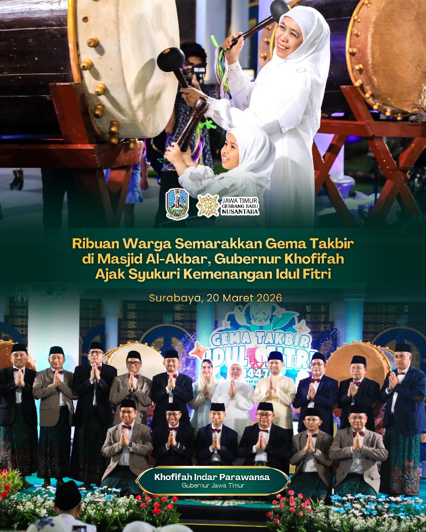 Gubernur Khofifah Hadiri Parade Bedug dan Gema Takbir, Semarakkan Malam Idul Fitri